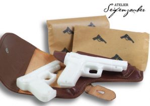 Pistole Modell Seifen-Knarre / weiss (70g)